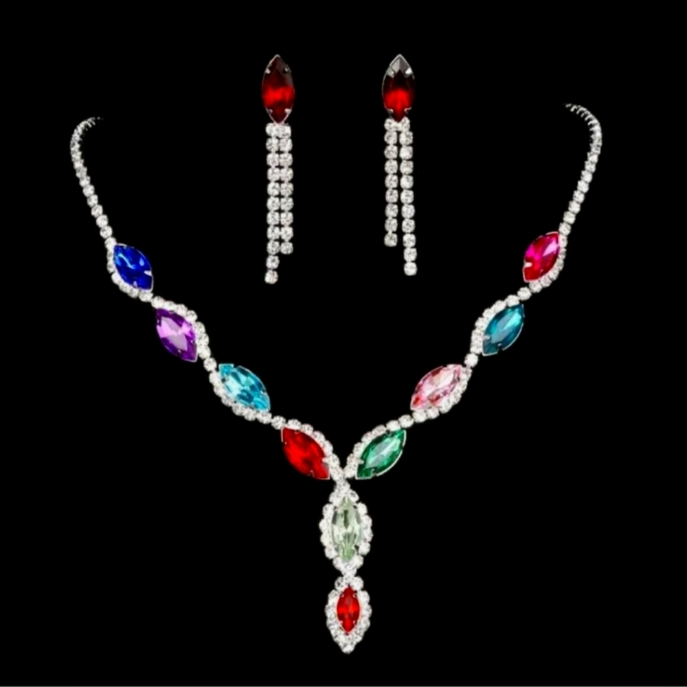 Crystal diamond necklace & Earrings elegant